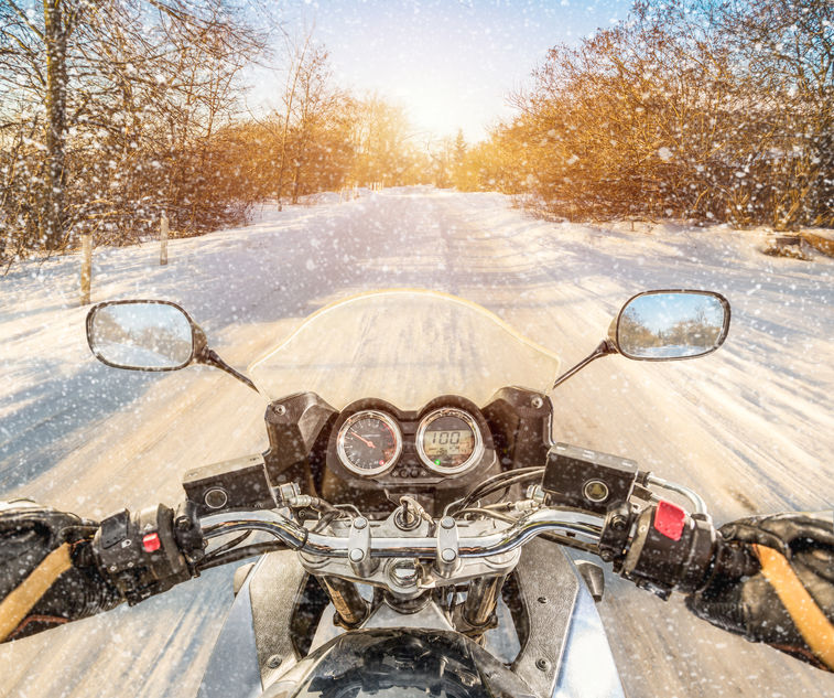 riding motorcycle in Michigan winter